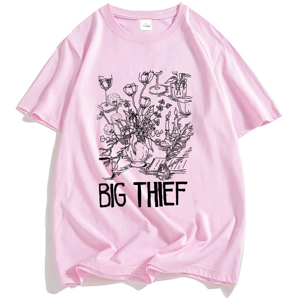 Big Thief Flowers & Candles T-Shirt Kurzarm Sommer Herren T-Shirts Mode Band Grafikdruck T-Shirt Rundhals Unisex Streetwear