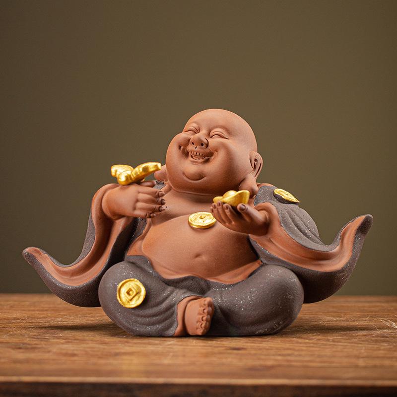 

Китайская Дзен Керамическая Фигурка Смеющегося Будды для Богатства - Украшение для Дома и Офиса