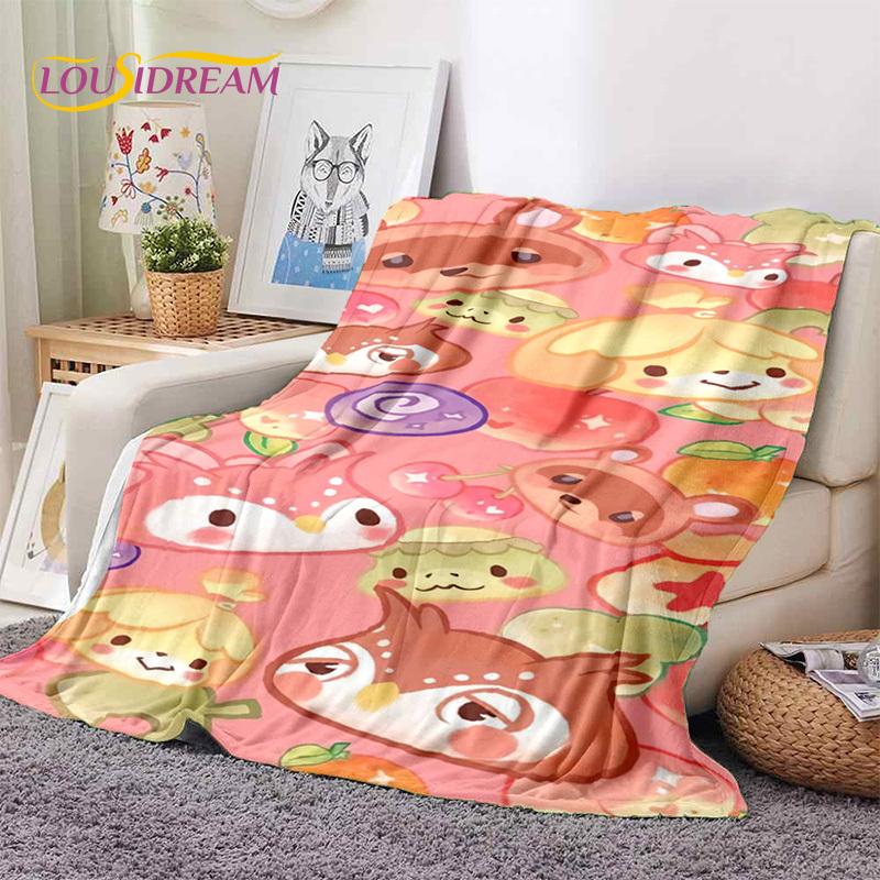 Cute Animal Crossing New Horizons Cartoon Soft Blankets,Throw Blanket Comfortable Blanket for Picnic Beds Sofa Home Bedroom Kids