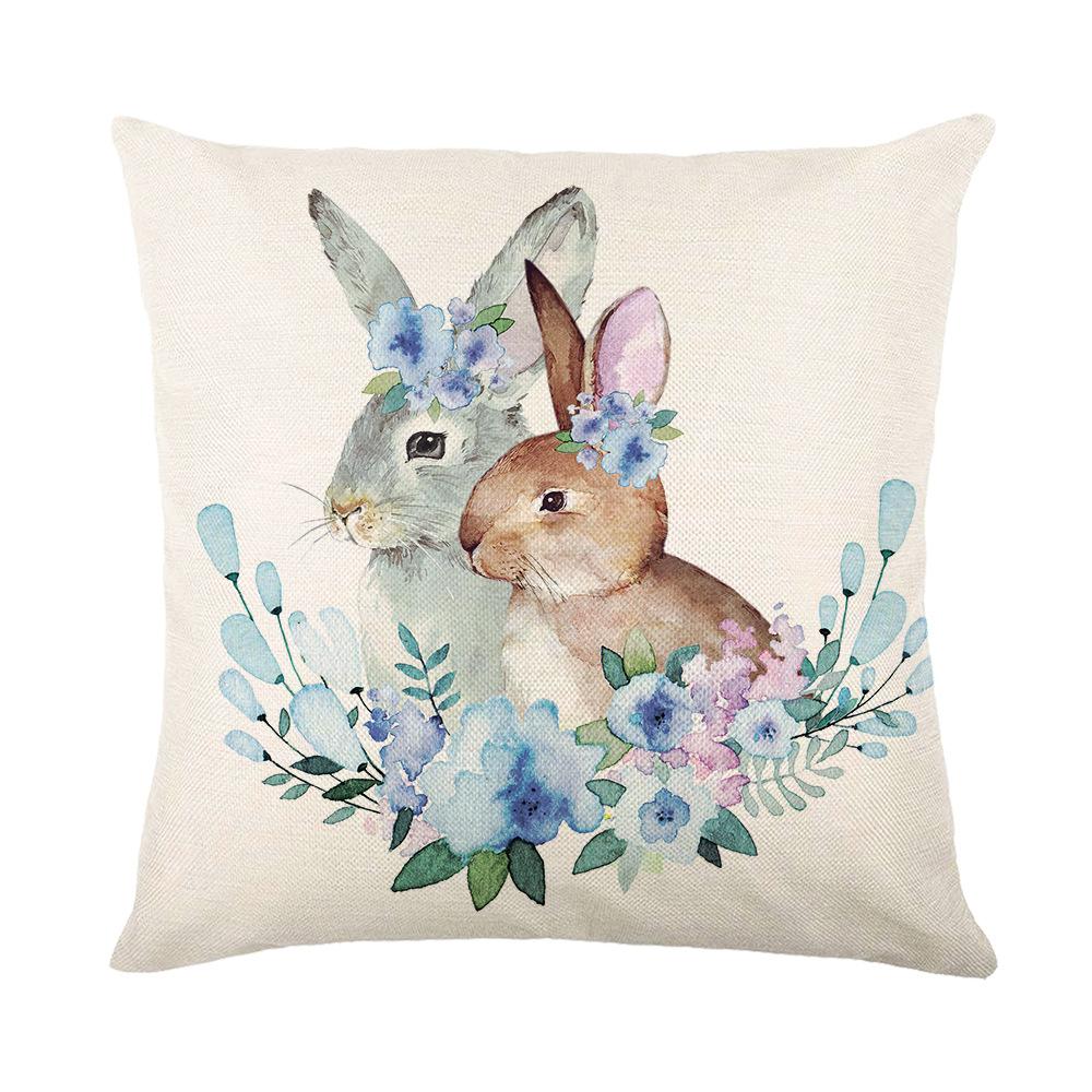 Home Nordic Easter Bunny Pillow Cover Sofa Pillow Bedside Pillow Cover Linen Pillow Cover