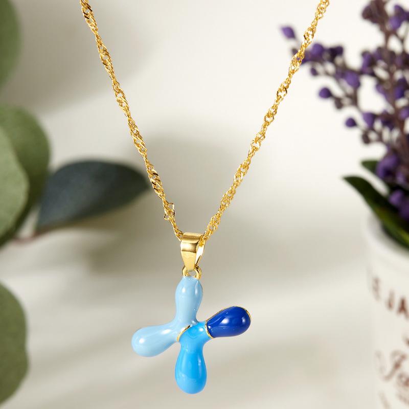 Colorful Bubble Initial Pendant Necklace - 26 Letter Clavicle Chain Jewelry