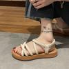 Upgraded New Roman Sandals Women's Flat-soled Elastic Band Soft-soled Summer Women's Cross-strapped Sandals