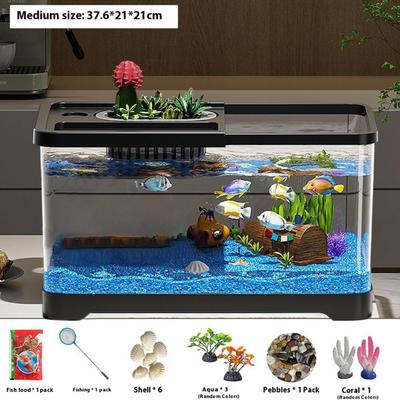 Fish Tank New Transparent with Decoration Accessories Aquarium Drop Resistant Hydroponic Tank Turtle Tank Home