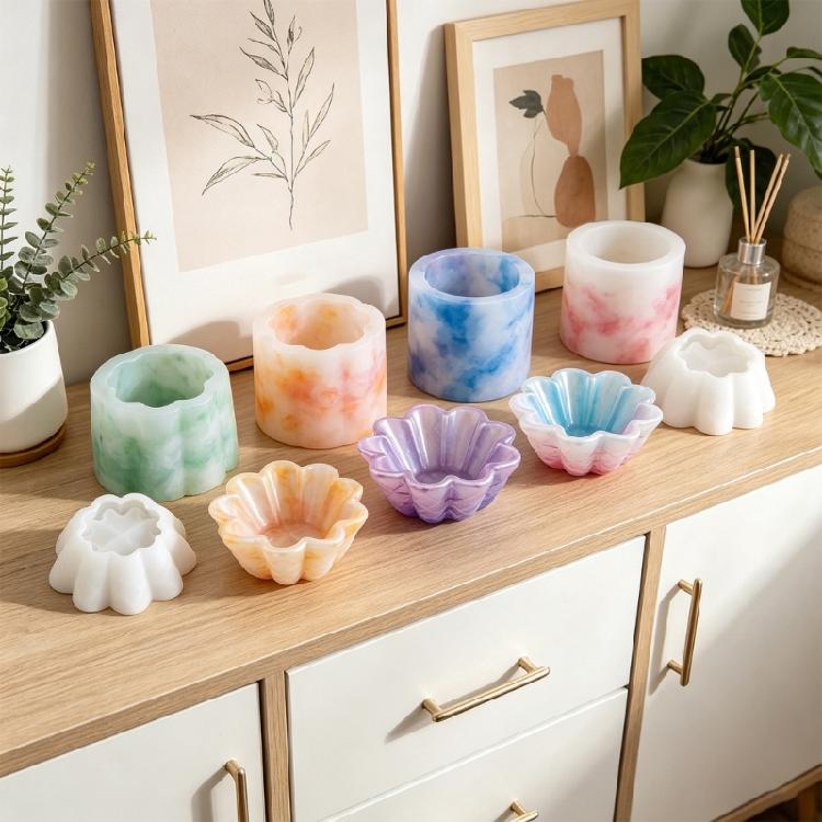 Silikonform mit Blumenrändern und tiefen Hohlräumen, geeignet für Gips und Handarbeiten