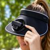 USB-wiederaufladbare Stoff-Sonnenblendenmütze mit eingebautem Ventilator, einstellbarer Luftstrom, drei Geschwindigkeitsstufen, leichte, atmungsaktive Kühlkappe für den Außenbereich