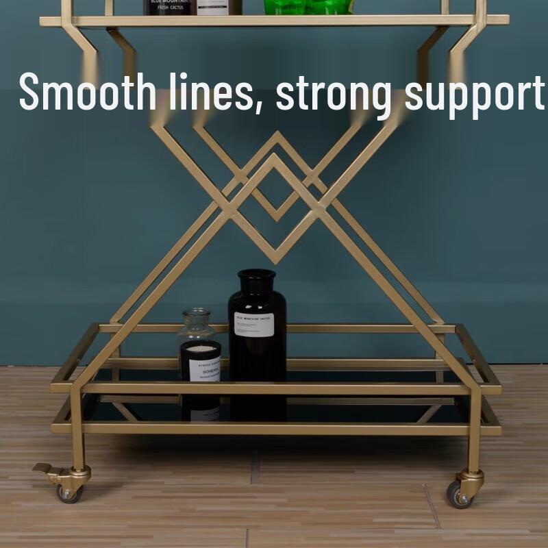 Champagne Gold 2-Tier Bar Cart with Sintered Stone