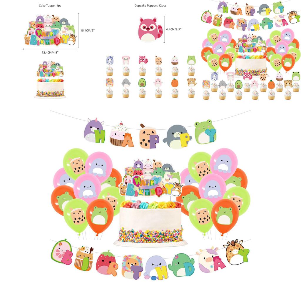 Squishmallows Birthday Party Supplies Kit With Cake Topper Balloons And Banner Ideal For Kids