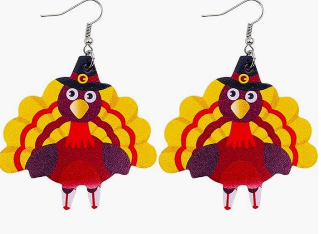 Fall Thanksgiving Earrings Leather Pumpkin Leaf Shape Leather Earrings