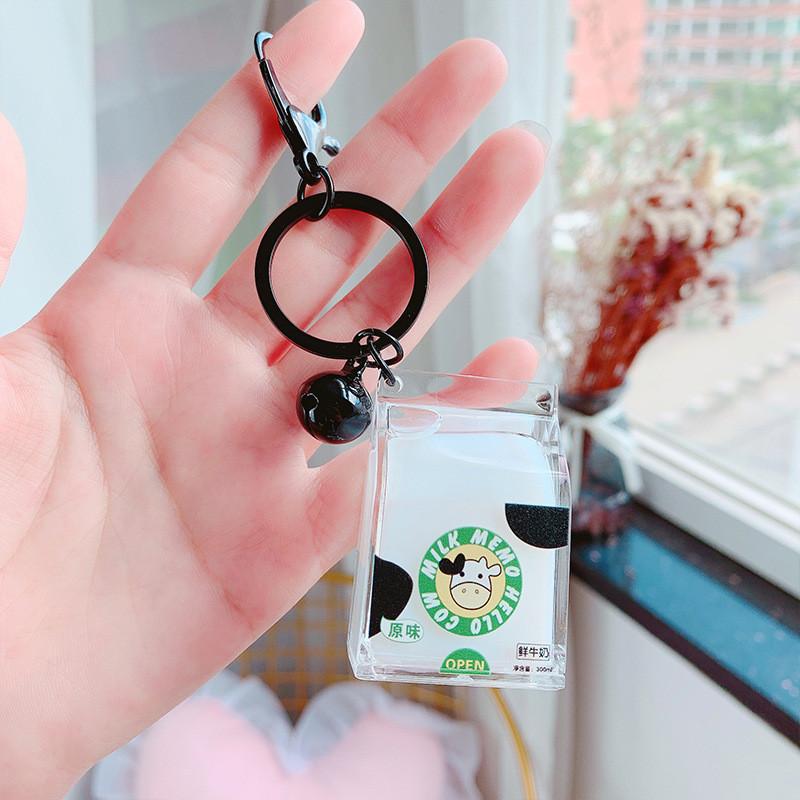 Lovely Floating Pig In Milk Acrylic Keychain With Stylish Bell Great For Gifts