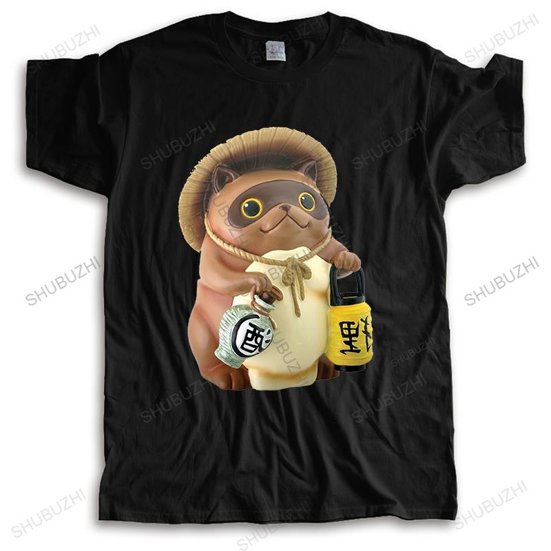 New fashion Male shubuhzi Black Tshirt loose tops Japanese Raccoon Dog Tanuki Mujina Anime Manga Cute unisex casual teeshirt