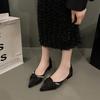 Fashion Spring New Coarse Heel Shoes Women's Fashion Pointed Shallow Mouth Beaded Slip-on Soft Soles Non-slip Low Heels