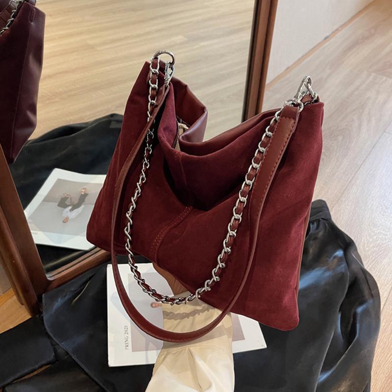 Vintage Suede Tote Bag For Women Autumn Winter New Large Capacity Commute Shoulder Crossbody Bags Fashion Trend Underarm Bags