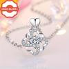 925Pure Silver Minimalist Four-leaf Clover Heart-shaped Pendant Necklace, Elegant and Versatile Silver Women's Accessory, Mother's Day Anniversary