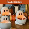 Ceramic Ghostly Figurine Candle Stand Halloween Themed Decorative Accent Candy Serving Tray For Holiday Table Setting