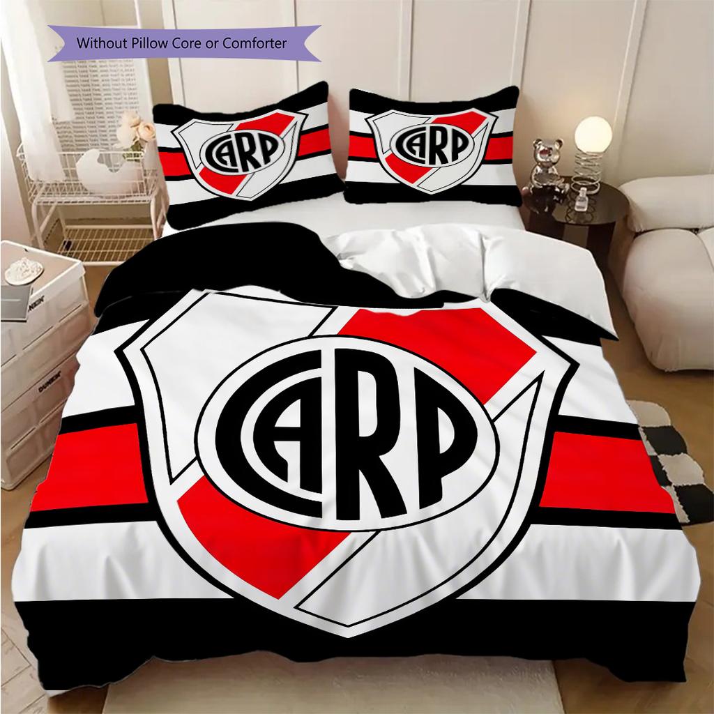 River Plate Logo Pattern Bedding Quilt Set Quilt Cover Pillowcase Home Decoration Birthday Gift (1 * Duvet Cover + 2 * Pillowcase, Without Core)