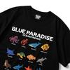 Seupeullaesikodeu Short Sleeve T-Shirt Black - Blue Paradise