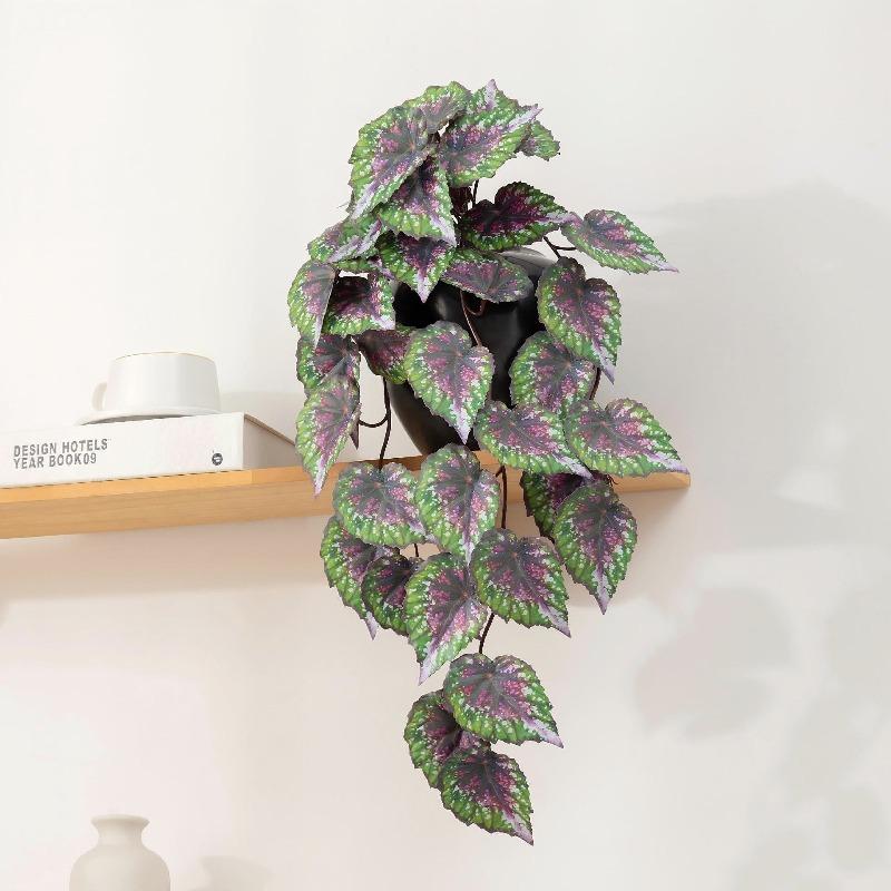 3pcs Cafe Decor Silk 38 Leaves Camellia Wall Hanging Artificial Plants Garden Decoration Simulation Perilla Leaf Green Plant