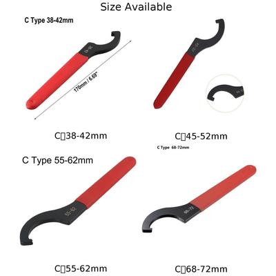 45-48HRC C Hook Spanner Wrench Spanner Collet Chuck Half Moon Wrench For 38-72mm Round Nut With Red Non-slip Handle