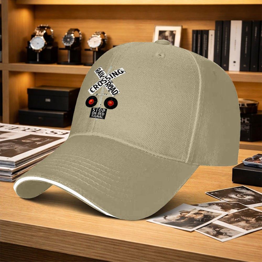 Railroad Ing Sign Adjustable Unisex Baseball Cap Trendy Printed Duckbill Hat For Fishing Golf Camping Hiking