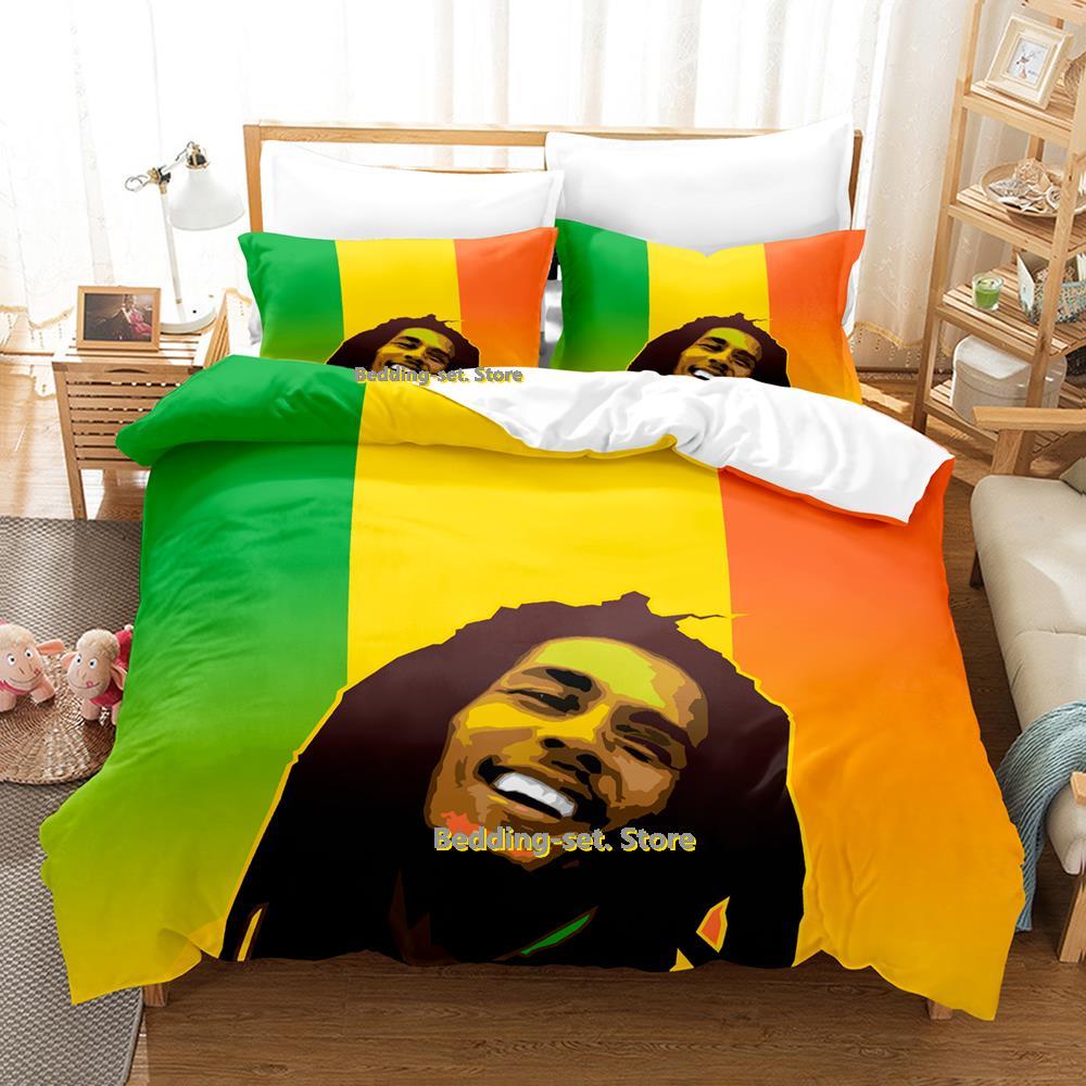Singer Bob Marley Bedding Set Cartoon Anime Three-piece Set Adult Kid Bedroom Duvetcover Sets Cool Print Letto Matrimoniale