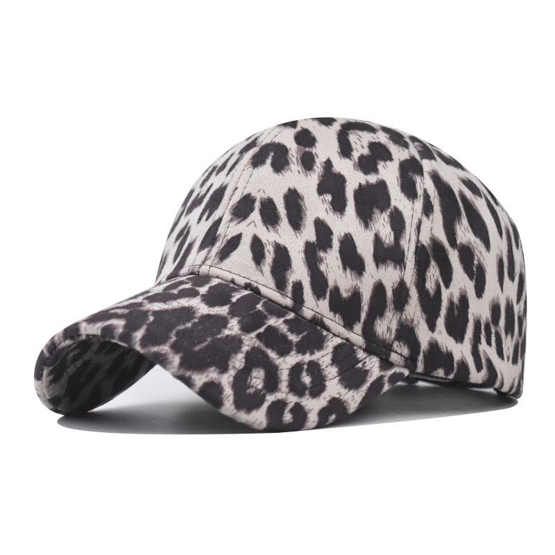 Cotton Pattern Leopard Baseball Cap Unisex Curved Brim Sun Hat For Casual Wear