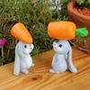 2Pcs/Set Colorful Cute  Easter Bunny Figurine Carrot-Carrying Bunny Statue  Tabletop Decor