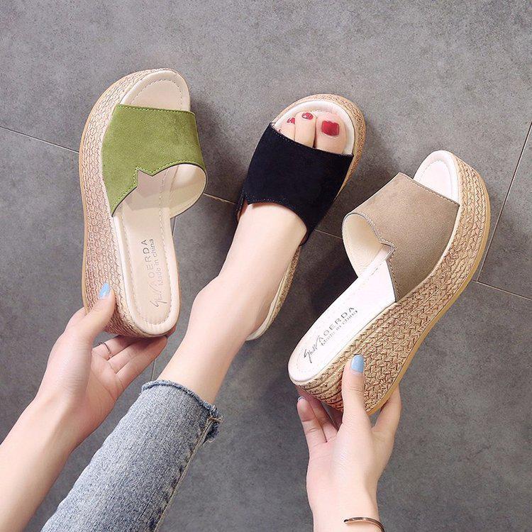 Women's 2019 Korean-Style Summer Platform Wedge Sandals - Thick Sole One-Strap Slippers