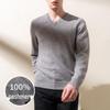 Men's 100% Cashmere V-Neck Long-Sleeve Sweater