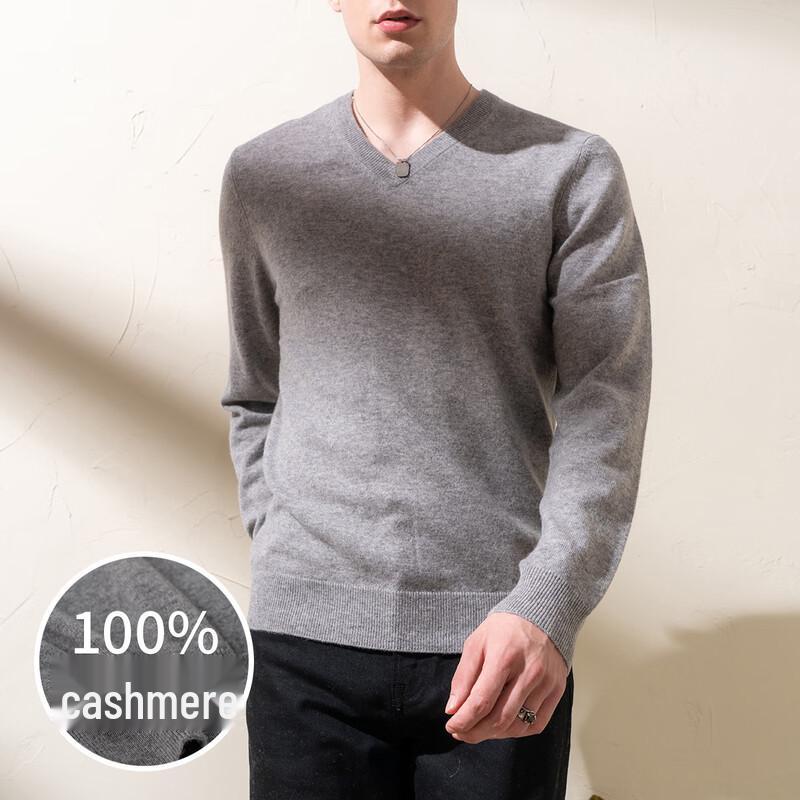 Sinuofu De Men's Spring 100% Cashmere V-Neck Sweater
