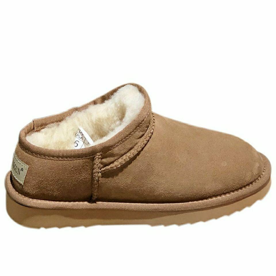 Fashion snow boots, genuine women's boots, broken size withdrawal processing, winter sheepskin and fur integrated flat-bottomed warm short cotton boot