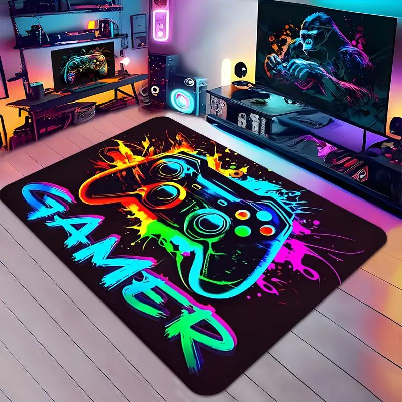 Lebendige 3D Gamepad Themen-Fußmatte Strapazierfähiger Teppich für Jungenzimmer Man Cave Deko Rutschfester Teppich für Spielzimmer Schlafzimmer Wohnbereich