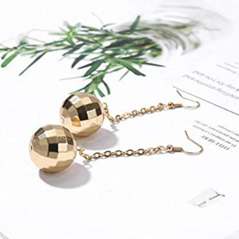 Women Disco Ball Tassel Long Dangle Hook Earrings Party Jewelry Gift