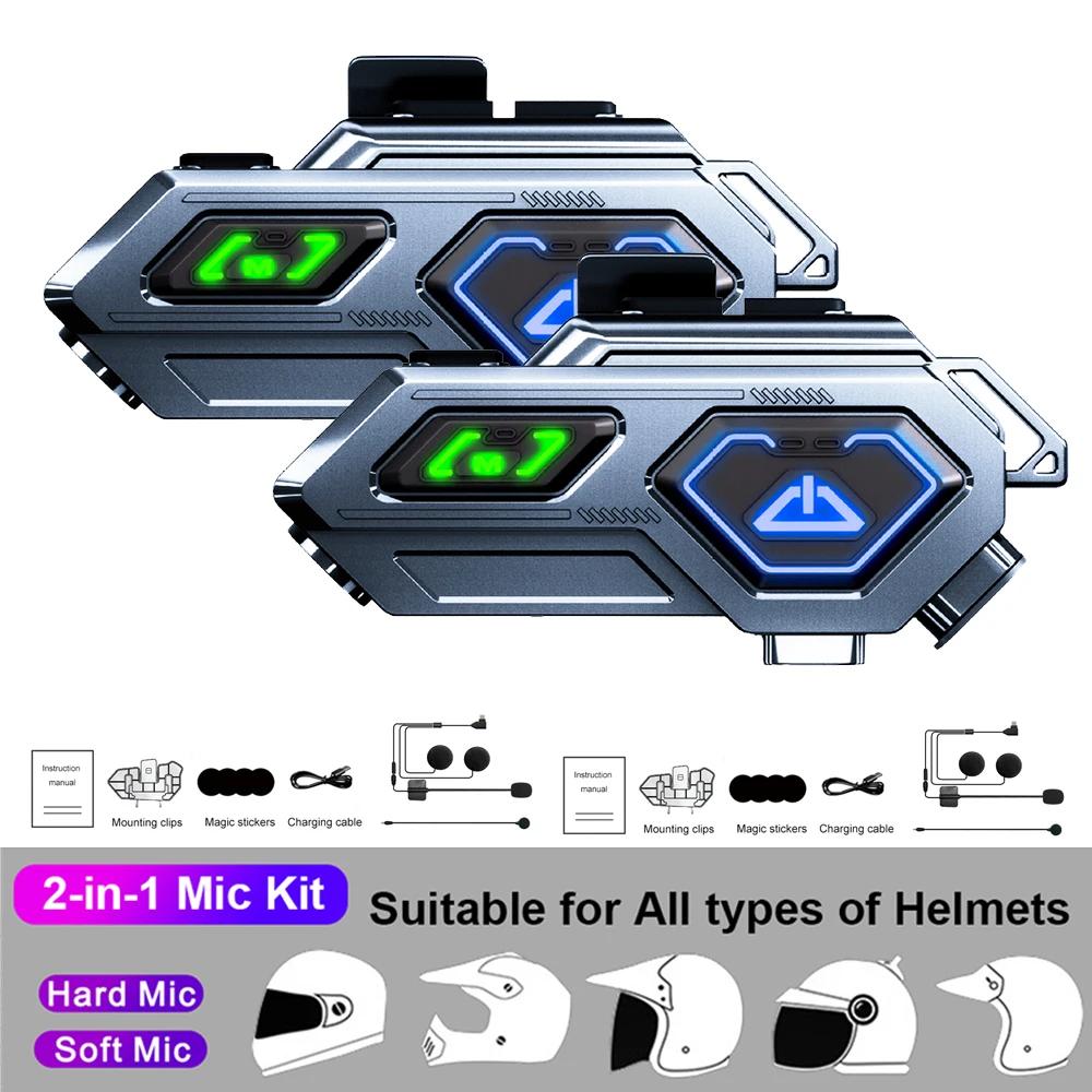 C8 Pro Motorcycle Helmet Intercom Bluetooth Headset V5.3 Hands Free Call Wireless Noise Reduction Waterproof 300M Interphone