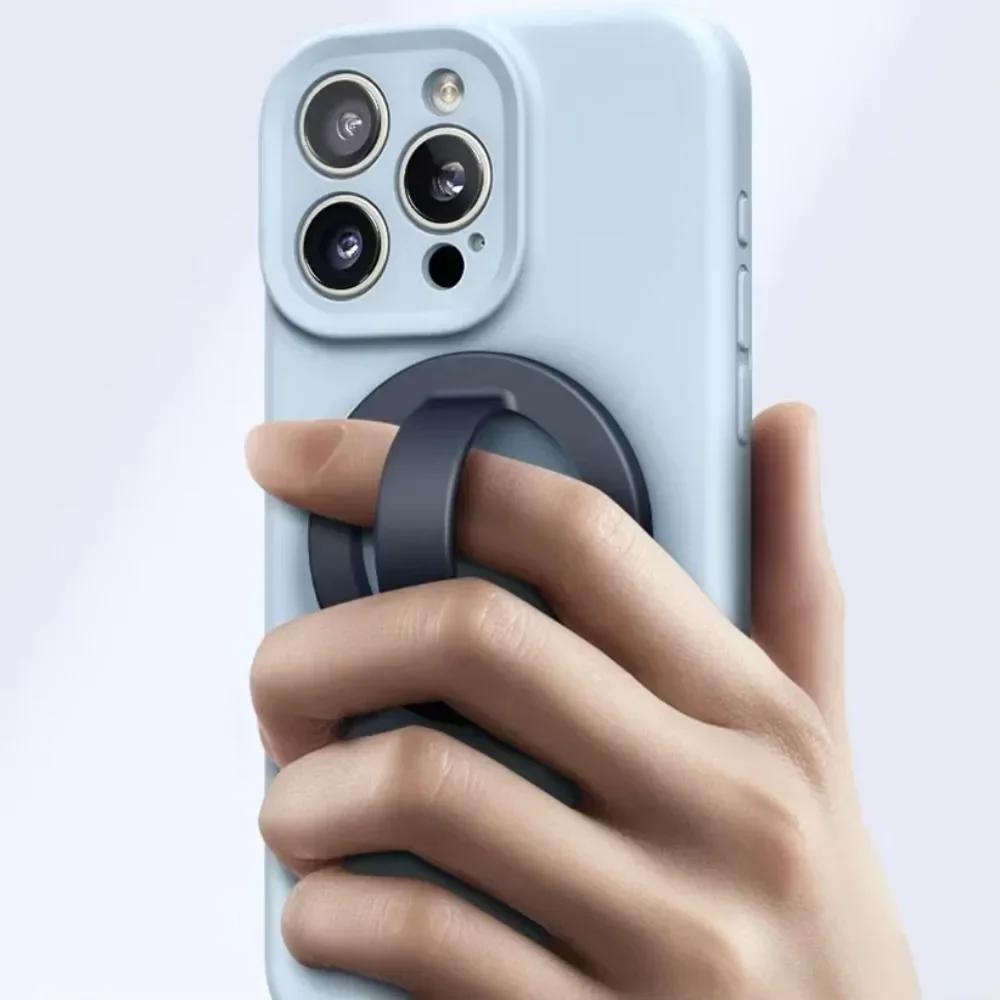 Magnetic Silicone Soft Finger Strap Phone Ring Holder for Magsafe IPhone 16 Universal Stand Support Mac Safe Loop Grip Bracket