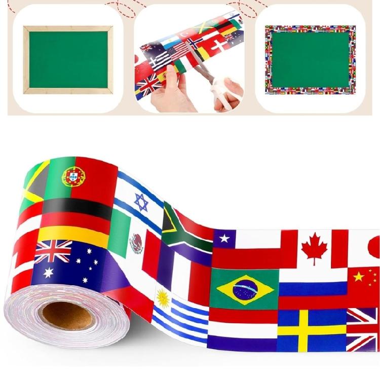 59ft National Flags Borders Trim Wall Sticker Chalkboard Borders Trim Wall Decoration For Classroom Home Decoration