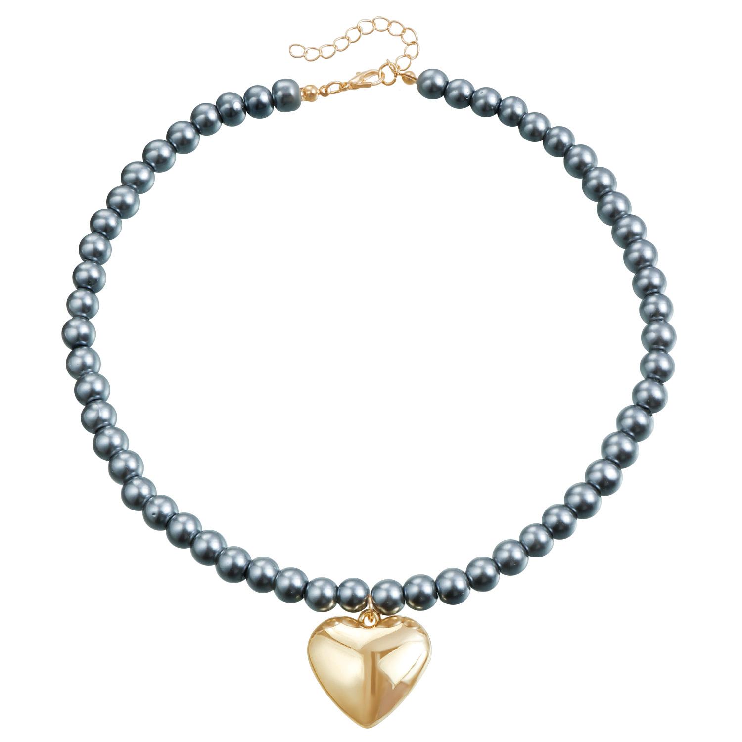 

Аксессуары Серые Расписные Стеклянные Бусины Ручной Работы Бижутерный Чокер Простой Кулон Сердце Ожерелье