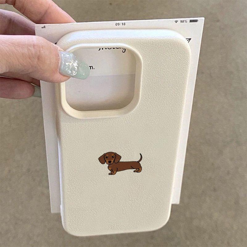 Phone Case For iPhone 11 12 13 14 15 16 17 Pro Max XS X XR 16E 16 Plus 17 Air Minimalist Brown Dachshund Pattern Soft TPU Cover