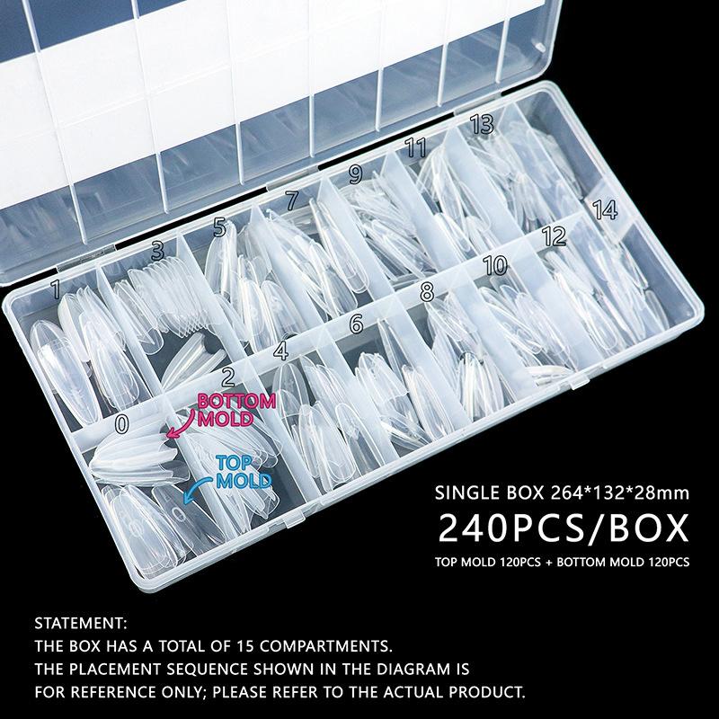 Poly Nail Gel Dual Form Extension Mold Reusable Clear Tips for Fast Builder Nail Salon DIY Professional Home Use Kit