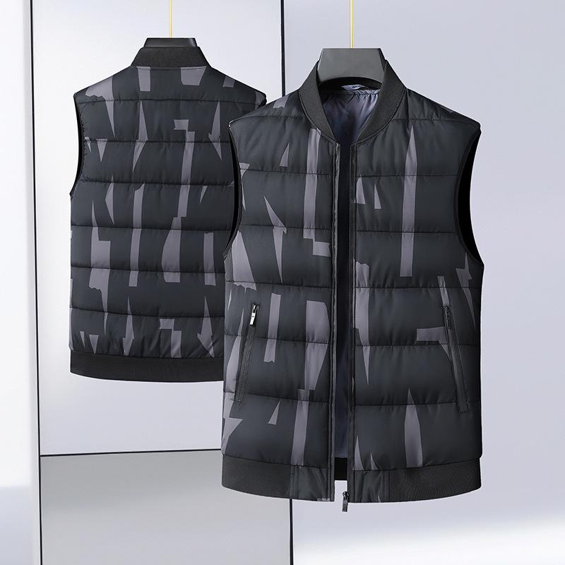 

Men s Designer Cotton Vest - Plus Size, Casual, Warm, Stand Collar, Light Luxury Fashion for Autumn/Winter. 6XL чорний/сірий колір