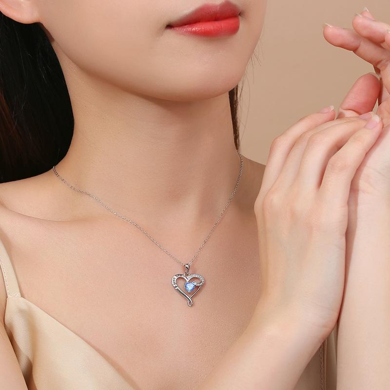 Sterling Silver Peach Heart Love Necklace, Small Market, European and American Ins Style Collar Chain, Female Necklace