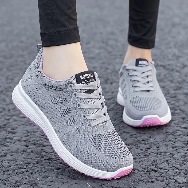 Women Casual Shoes Fashion Breathable Walking Mesh Flat Shoes Sneakers Women  Vulcanized Shoes White Female Footwear