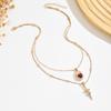 European and American Jewelry, Retro Red Love Sword Pendant Necklace Light Luxury Sweet Cool Collarbone Chain Female