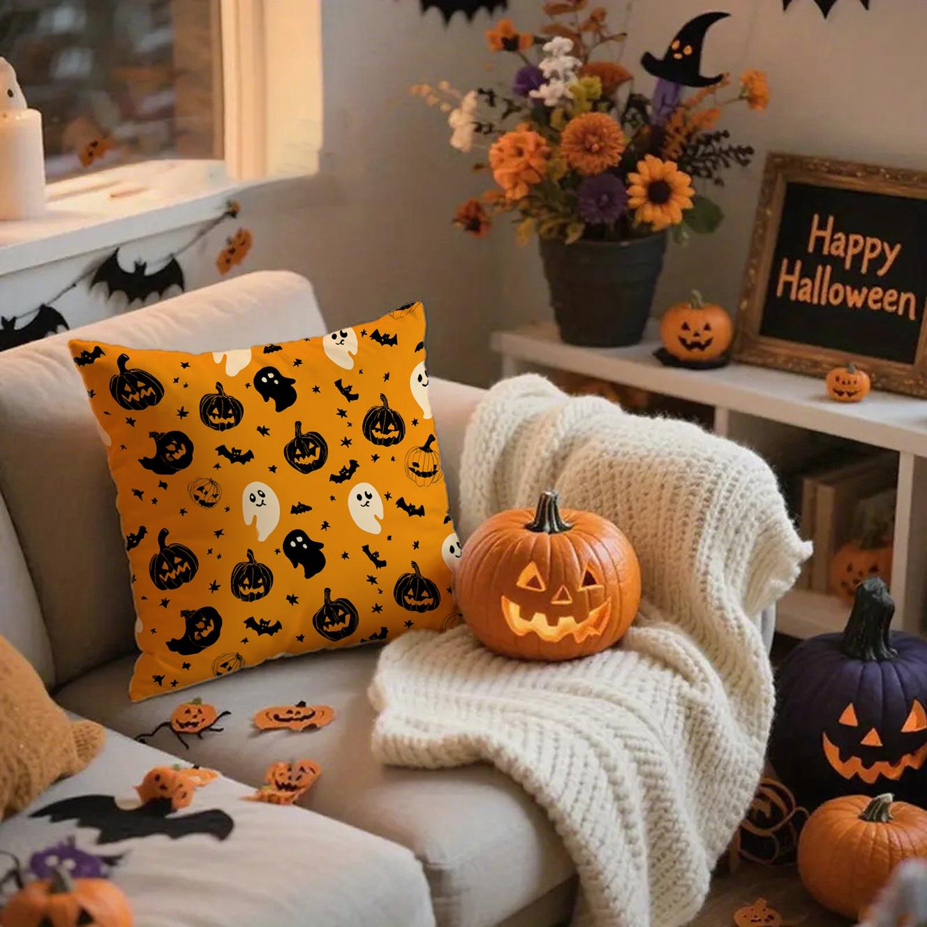 

Подушки в виде тыквы и привидения на тему ХэллоуинаПодходят для дивана, автомобиля, спальни, декоративная наволочка для подушки 16x16Inch