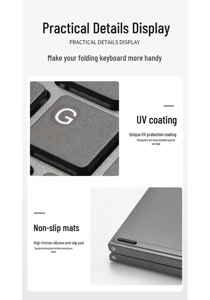 Ultra-Thin Tri-fold Bluetooth Keyboard with Touchpad for Phone/Computer