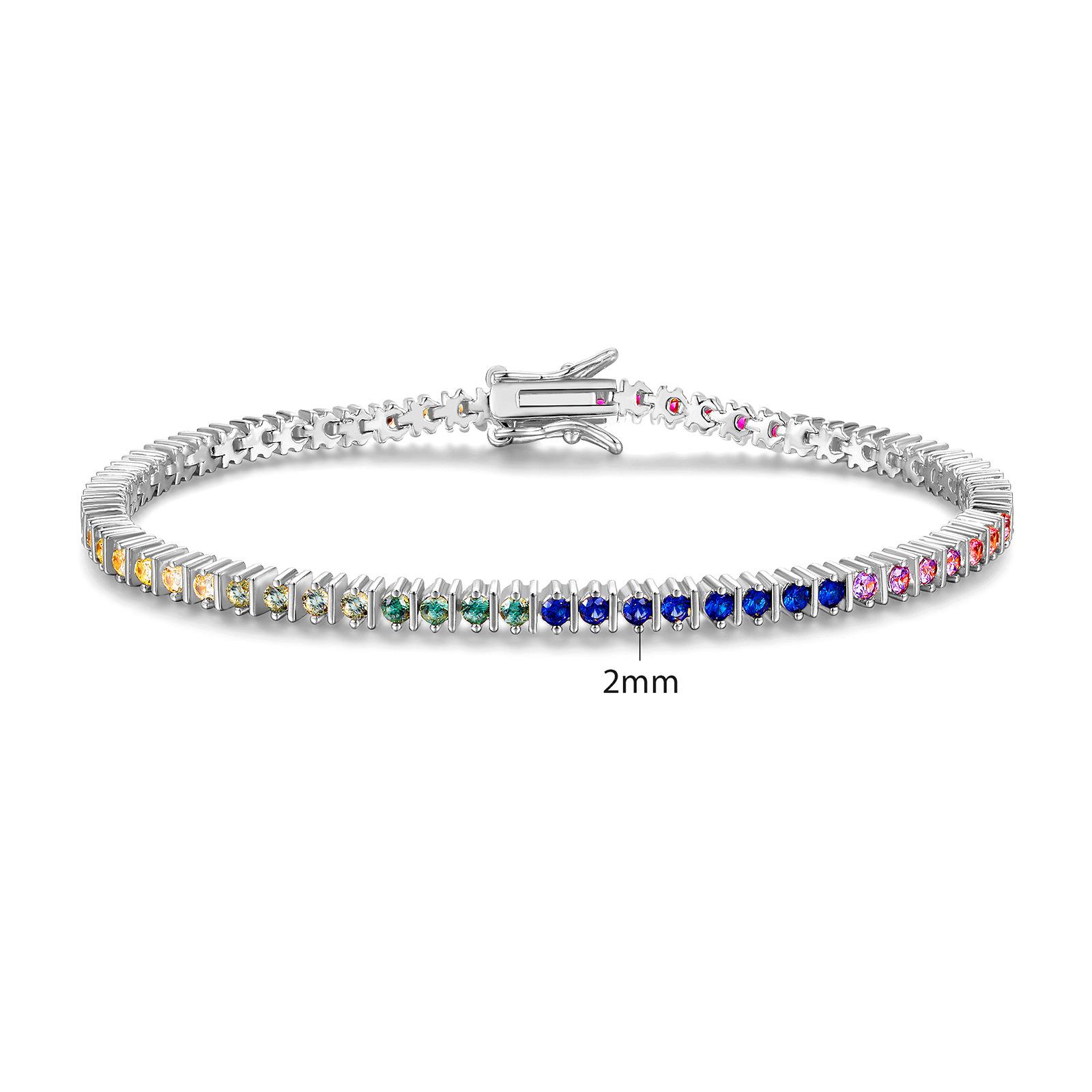 

A new copper plated 18k 2mm round gradual change color zircon full diamond bracelet niche design jewelry 17cm