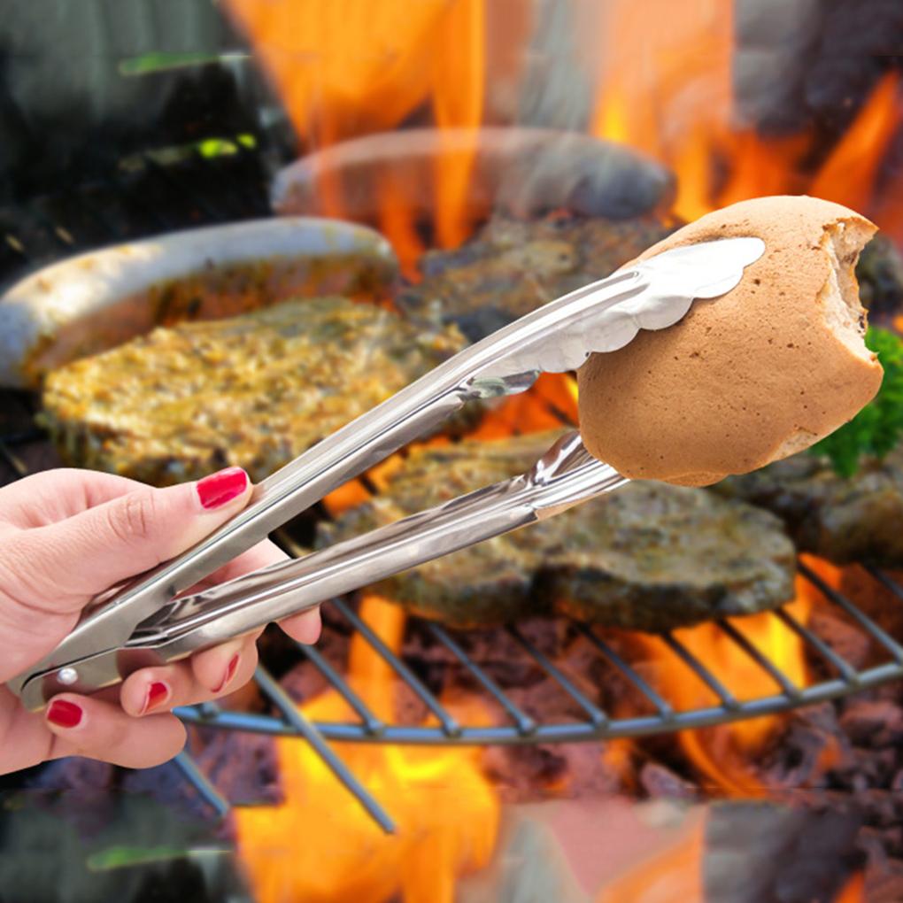 Stainless Steel Barbecue Locking Tongs Washable Serving Clip Wear-resistant Lightweight Rustproof Pliers BBQ Grill Baking