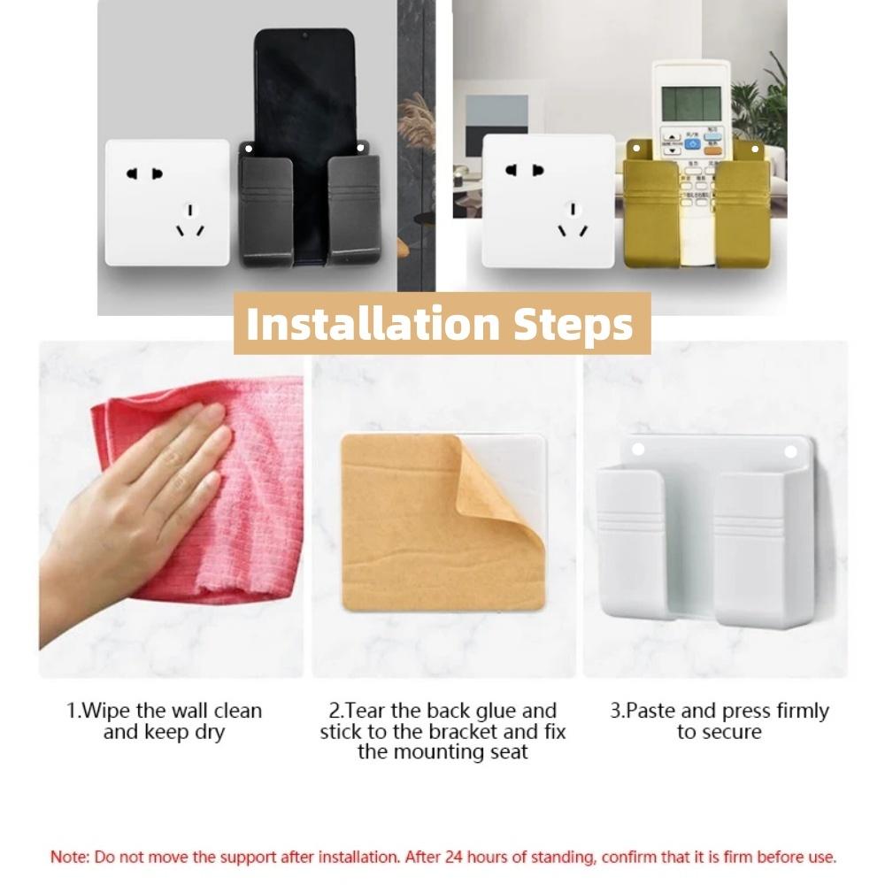 1pc  Wall Mounted Mobile Phone Holder Multifunction Organizer Storage Box Remote Control Charger Stand  Universal Accessories