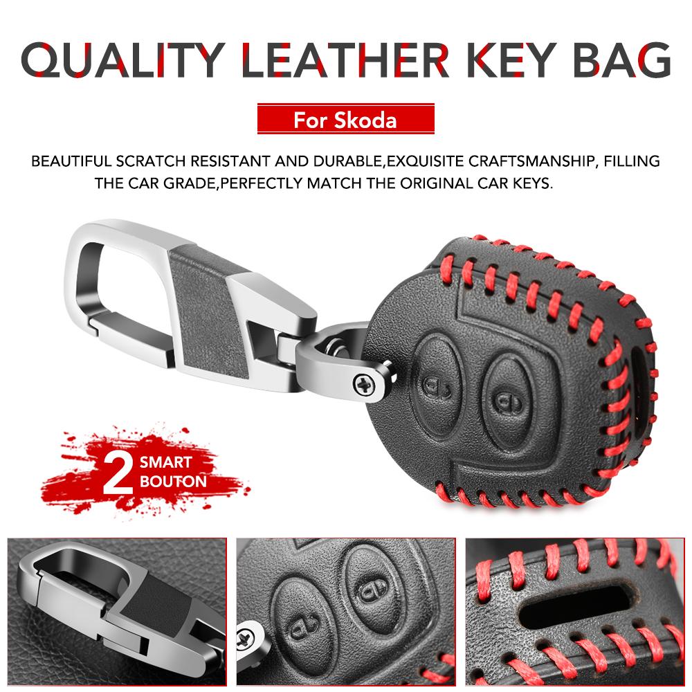 Genuine Leather Smart Key Case For VW Polo Golf Passat Bora Sharan Skoda Octavia Fabia Seat Corboda Leon Ibiza Holder