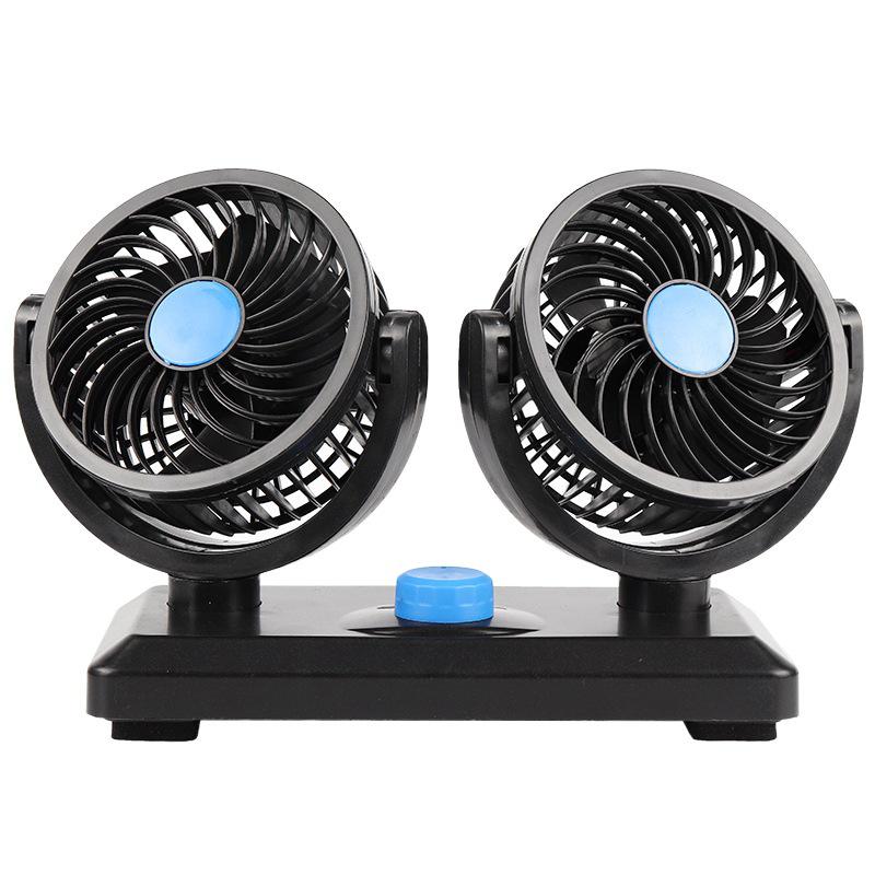 Elektrischer Auto-Ventilator mit zwei Köpfen für 12V/24V Fahrzeuge - Leistungsstarke Kühlung für Autos, LKWs und Lieferwagen