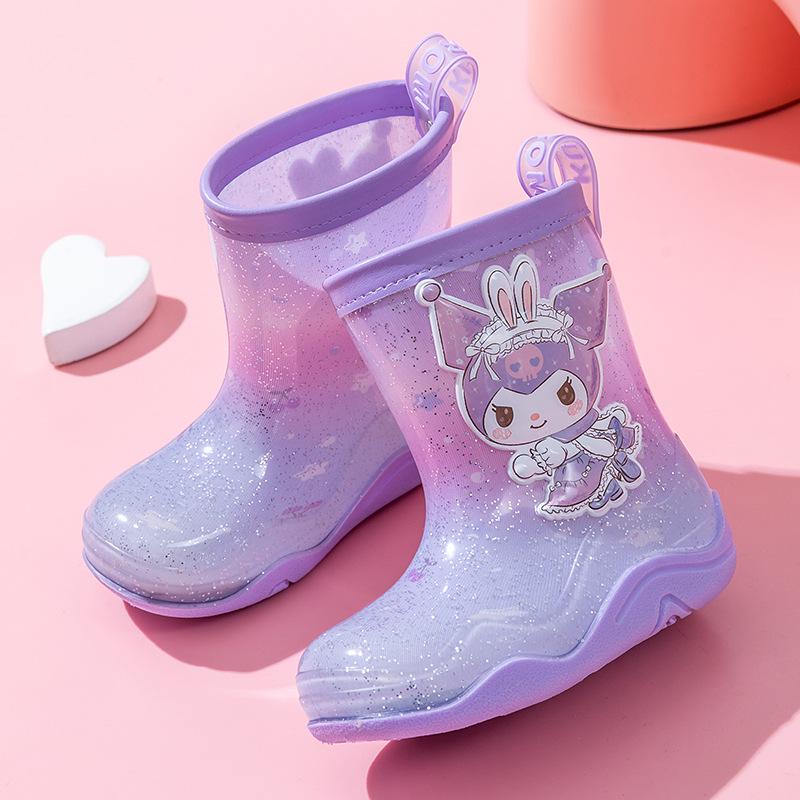 

Нескользящие детские резиновые сапоги Sanrio с бархатной подкладкой, с мультяшным рисунком, для осени/зимы Size 160mm